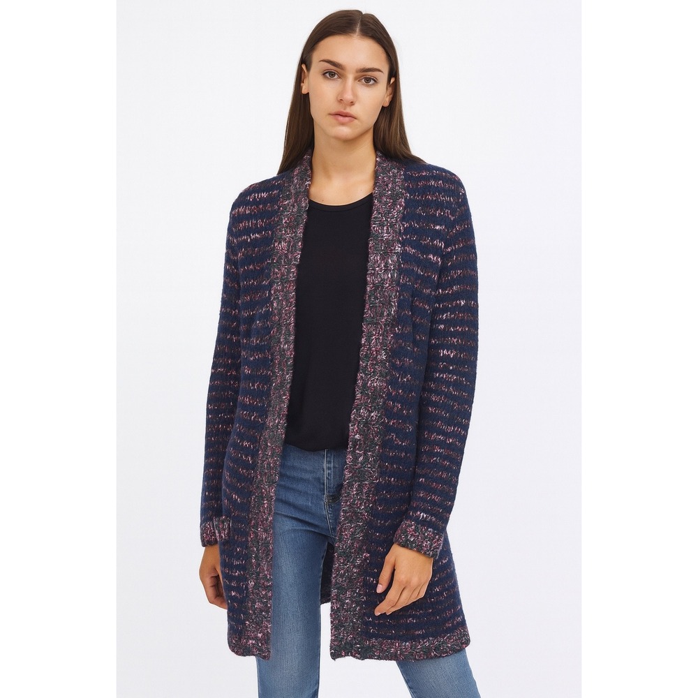 Christopher & Banks Chunky Knit Open Cardigan Sweater Pocket Multicolor Sz Small